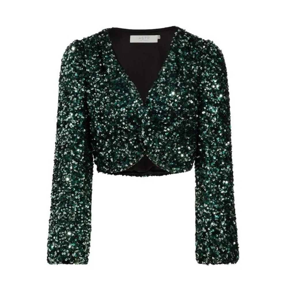 Astr “Nix” green sequin crop top, medium, new without tags